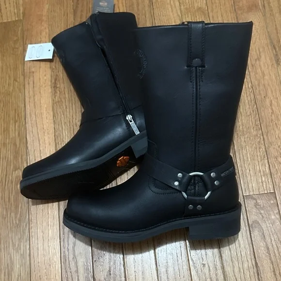 Men’s Harley Davidson Engineer Black Leather Boots with Harness Detail Size 9 M m_691c803ded788d661a5403df.jpg main image 2